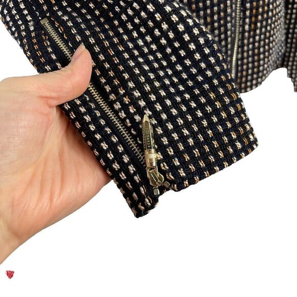 Ted Baker Colour by Numbers Julio Bouclé Black White Tweed  Jacket Corpcore SZ 4 - Picture 4 of 16